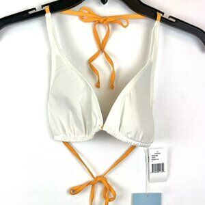 Flag Pole Women’s Brooklyn White/Orange String Bikini Top Size S